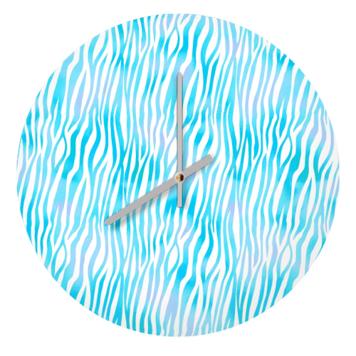 turquoise zebra pattern - quirky wall clock by Anastasios Konstantinidis
