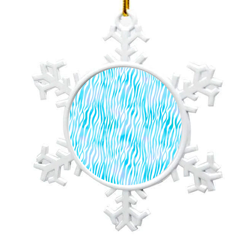 turquoise zebra pattern - snowflake decoration by Anastasios Konstantinidis