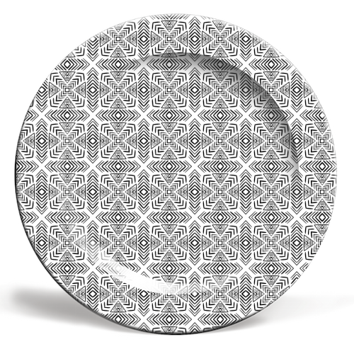 minimal bw pattern - ceramic dinner plate by Anastasios Konstantinidis