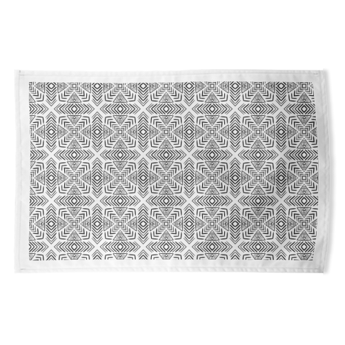 minimal bw pattern - funny tea towel by Anastasios Konstantinidis