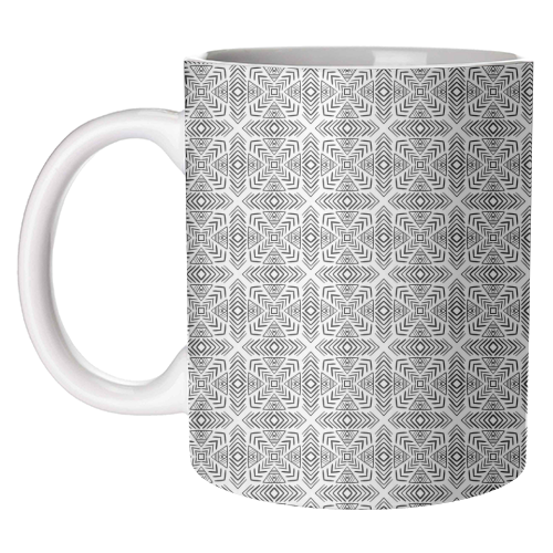 minimal bw pattern - unique mug by Anastasios Konstantinidis