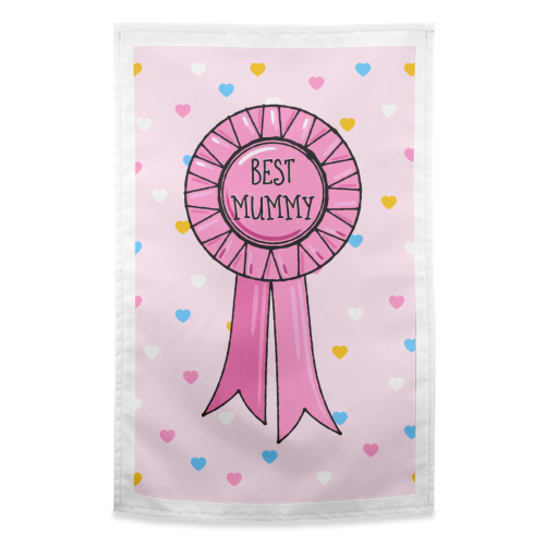 Best Mummy Rosette (heart background) - funny tea towel by Adam Regester