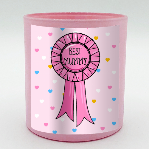 Best Mummy Rosette (heart background) - scented candle by Adam Regester