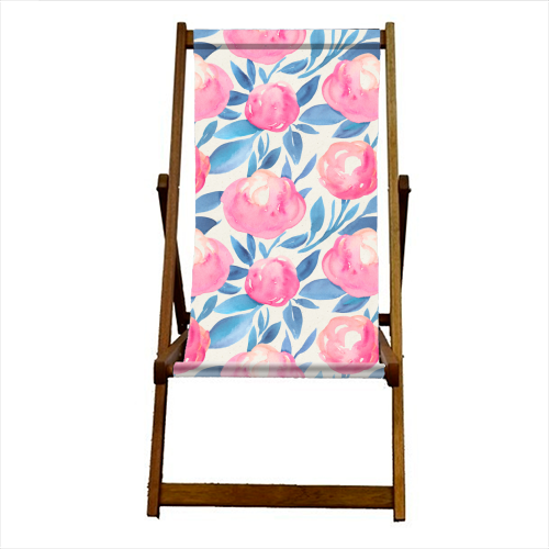 pink flowers - canvas deck chair by Anastasios Konstantinidis