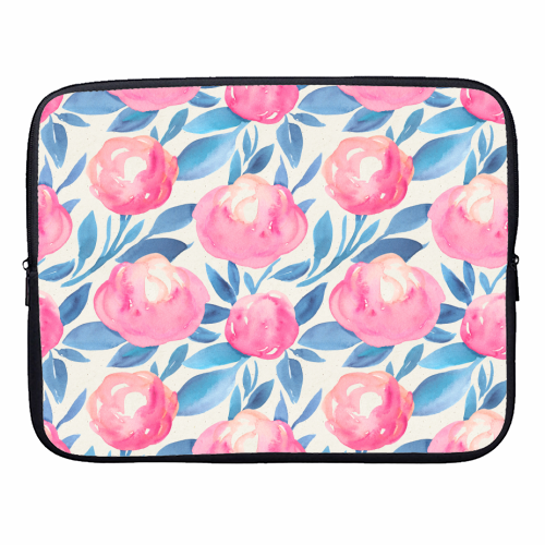 pink flowers - designer laptop sleeve by Anastasios Konstantinidis