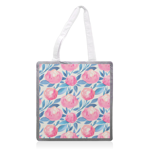 pink flowers - printed tote bag by Anastasios Konstantinidis