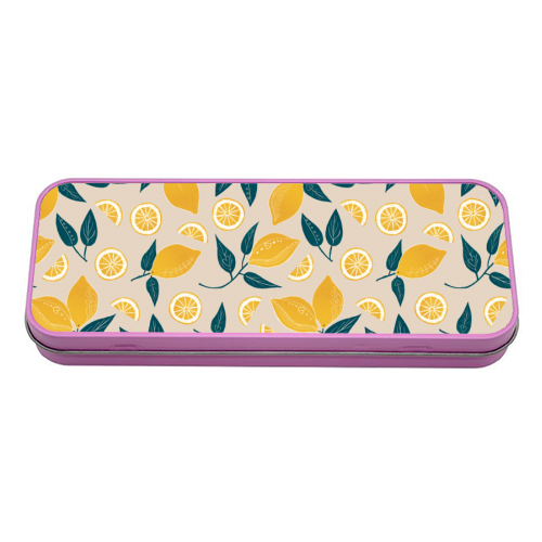 Squeeze the day - tin pencil case by Louise Bell
