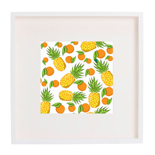 pineapple and oranges - framed poster print by Anastasios Konstantinidis