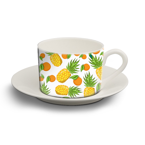 pineapple and oranges - personalised cup and saucer by Anastasios Konstantinidis
