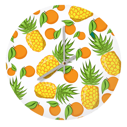pineapple and oranges - quirky wall clock by Anastasios Konstantinidis