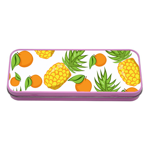 pineapple and oranges - tin pencil case by Anastasios Konstantinidis