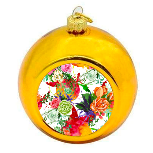 watercolor colorful flowers - colourful christmas bauble by Anastasios Konstantinidis