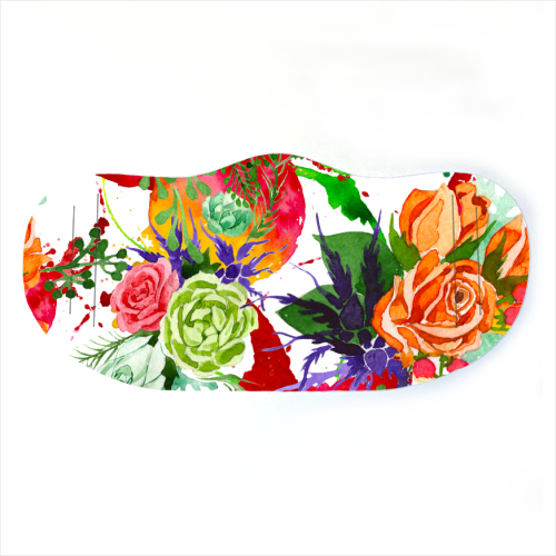 watercolor colorful flowers - face cover mask by Anastasios Konstantinidis