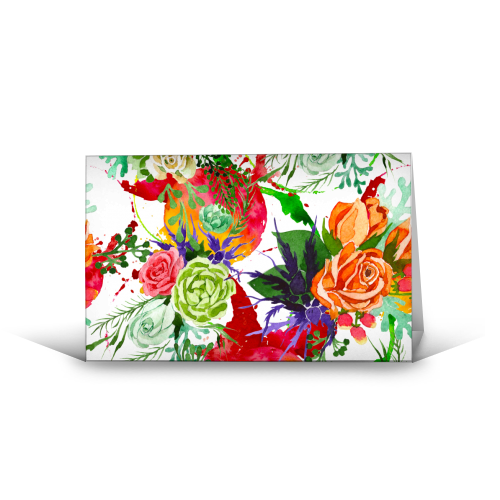 watercolor colorful flowers - funny greeting card by Anastasios Konstantinidis
