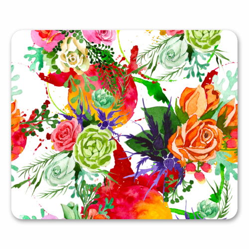 watercolor colorful flowers - funny mouse mat by Anastasios Konstantinidis