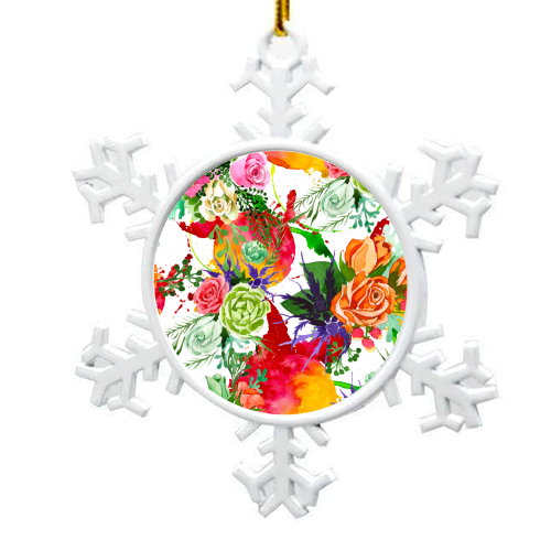 watercolor colorful flowers - snowflake decoration by Anastasios Konstantinidis