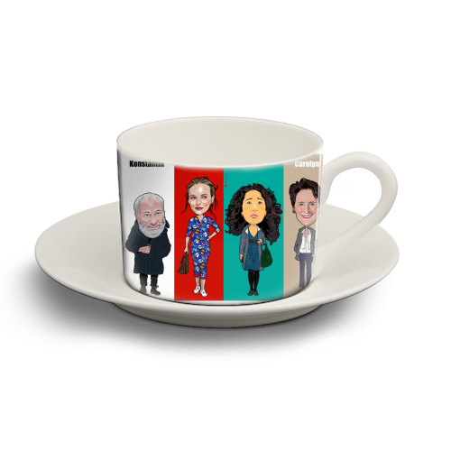 Killing Eve Cartoon cast - personalised cup and saucer by Martin Jessup