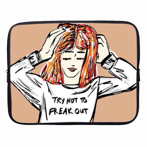 Try Not To Freak Out - designer laptop sleeve by Bec Broomhall