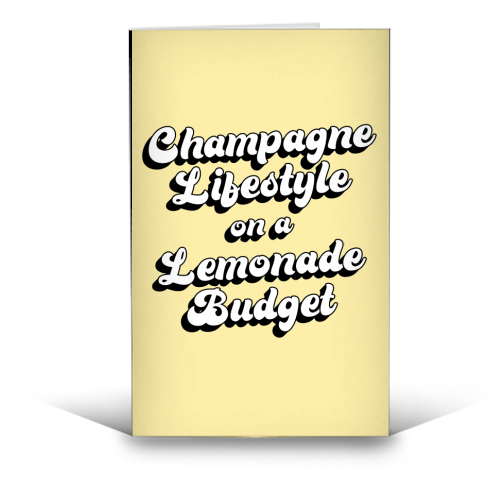Champagne Lifestyle on a Lemonade Budget - funny greeting card by Emily @KindofSimpleDesigns