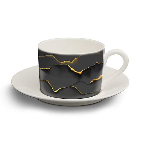 black gold abstract art - personalised cup and saucer by Anastasios Konstantinidis