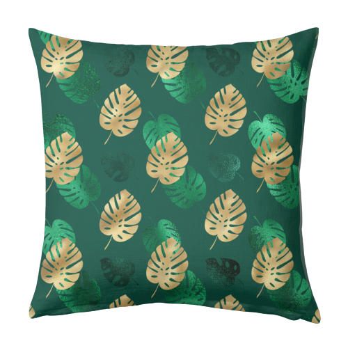 green and gold leaves pattern - designed cushion by Anastasios Konstantinidis