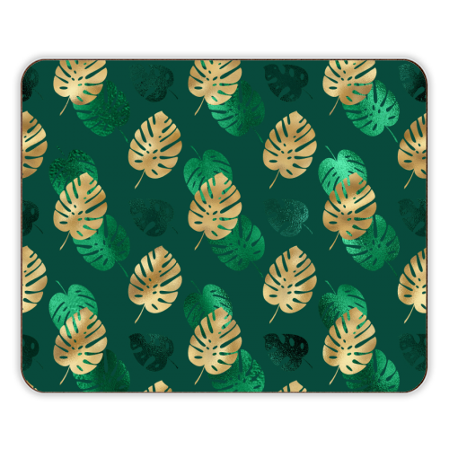 green and gold leaves pattern - designer placemat by Anastasios Konstantinidis