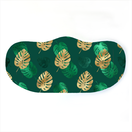 green and gold leaves pattern - face cover mask by Anastasios Konstantinidis
