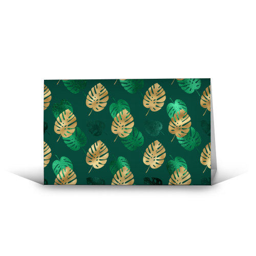 green and gold leaves pattern - funny greeting card by Anastasios Konstantinidis