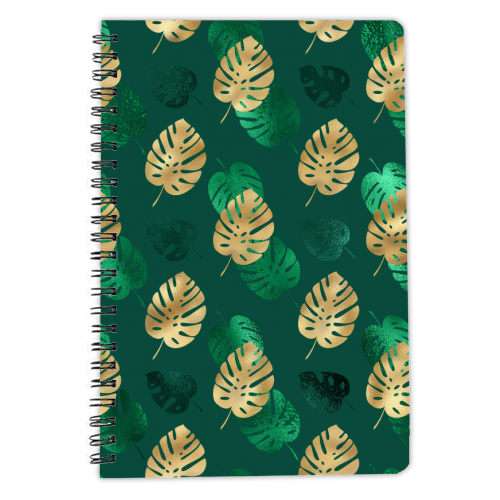 green and gold leaves pattern - personalised A4, A5, A6 notebook by Anastasios Konstantinidis
