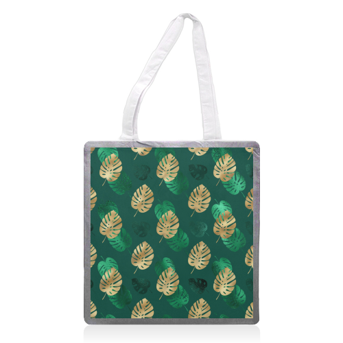 green and gold leaves pattern - printed tote bag by Anastasios Konstantinidis