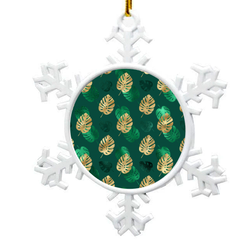 green and gold leaves pattern - snowflake decoration by Anastasios Konstantinidis