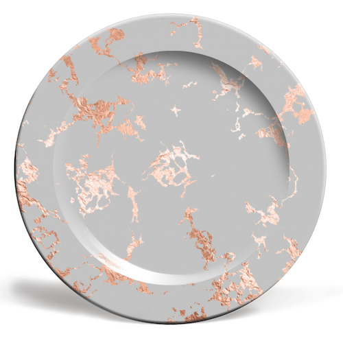 gray rosegold marble - ceramic dinner plate by Anastasios Konstantinidis
