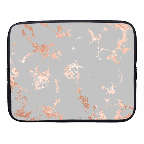 gray rosegold marble - designer laptop sleeve by Anastasios Konstantinidis