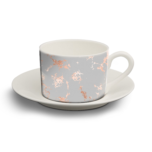 gray rosegold marble - personalised cup and saucer by Anastasios Konstantinidis