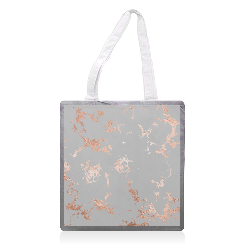 gray rosegold marble - printed tote bag by Anastasios Konstantinidis