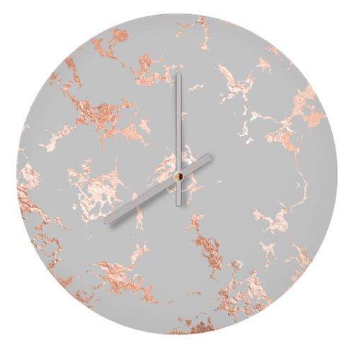 gray rosegold marble - quirky wall clock by Anastasios Konstantinidis