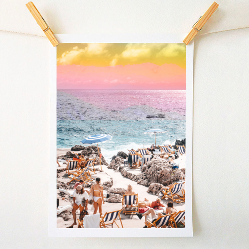 Beach Day, Travel Photography Digital Wall Decor, Tropical Beach Island Collage - A1 - A4 art print by Uma Prabhakar Gokhale