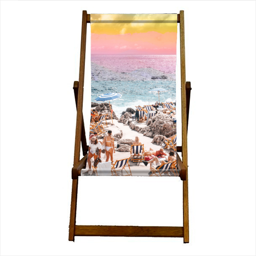 Beach Day, Travel Photography Digital Wall Decor, Tropical Beach Island Collage - canvas deck chair by Uma Prabhakar Gokhale