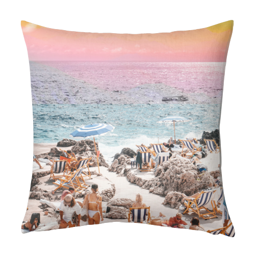 Beach Day, Travel Photography Digital Wall Decor, Tropical Beach Island Collage - designed cushion by Uma Prabhakar Gokhale
