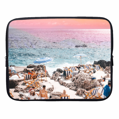 Beach Day, Travel Photography Digital Wall Decor, Tropical Beach Island Collage - designer laptop sleeve by Uma Prabhakar Gokhale