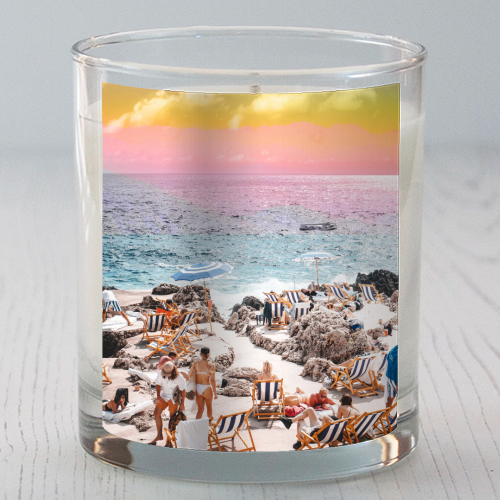 Beach Day, Travel Photography Digital Wall Decor, Tropical Beach Island Collage - scented candle by Uma Prabhakar Gokhale