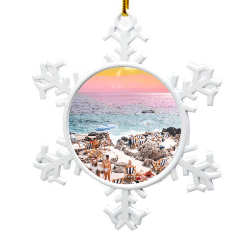 Beach Day, Travel Photography Digital Wall Decor, Tropical Beach Island Collage - snowflake decoration by Uma Prabhakar Gokhale