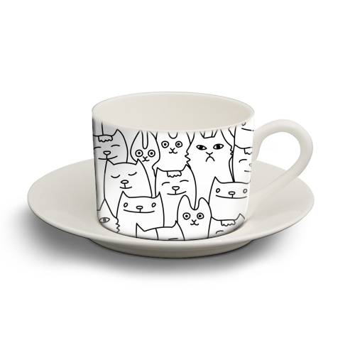 cats pattern - personalised cup and saucer by Anastasios Konstantinidis