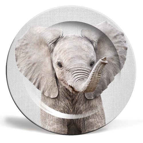 Baby Elephant - Colorful - ceramic dinner plate by Gal Design