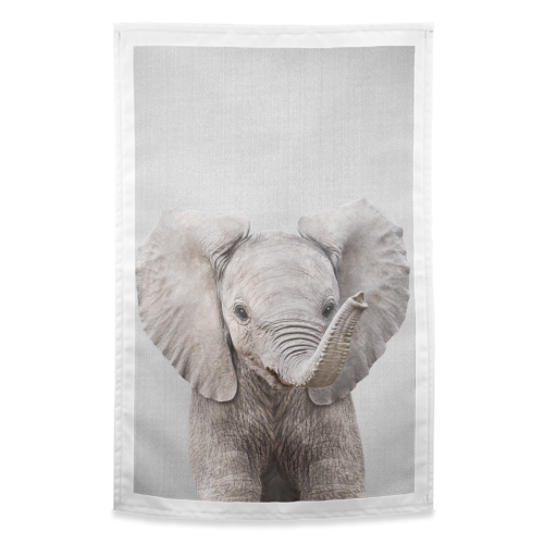Baby Elephant - Colorful - funny tea towel by Gal Design