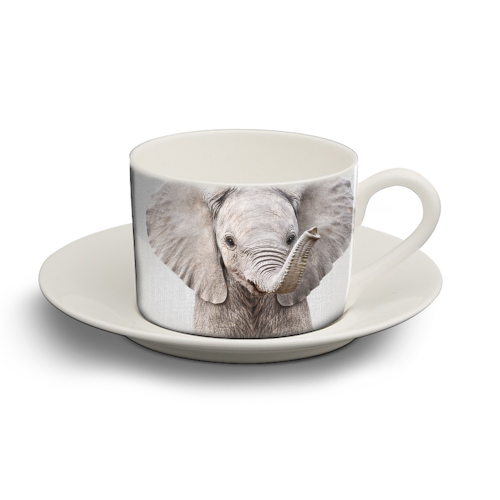 Baby Elephant - Colorful - personalised cup and saucer by Gal Design