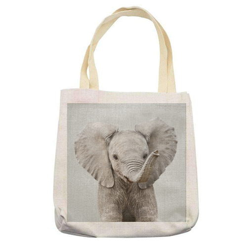 Baby Elephant - Colorful - printed tote bag by Gal Design