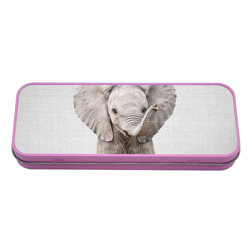 Baby Elephant - Colorful - tin pencil case by Gal Design