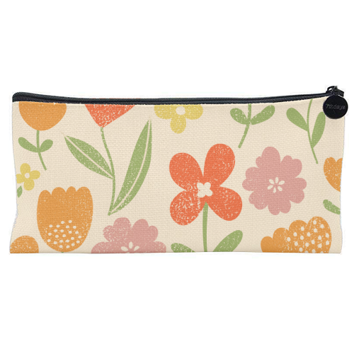 Summer floral - flat pencil case by sarah morley