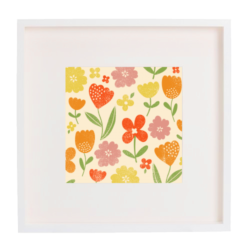 Summer floral - framed poster print by sarah morley